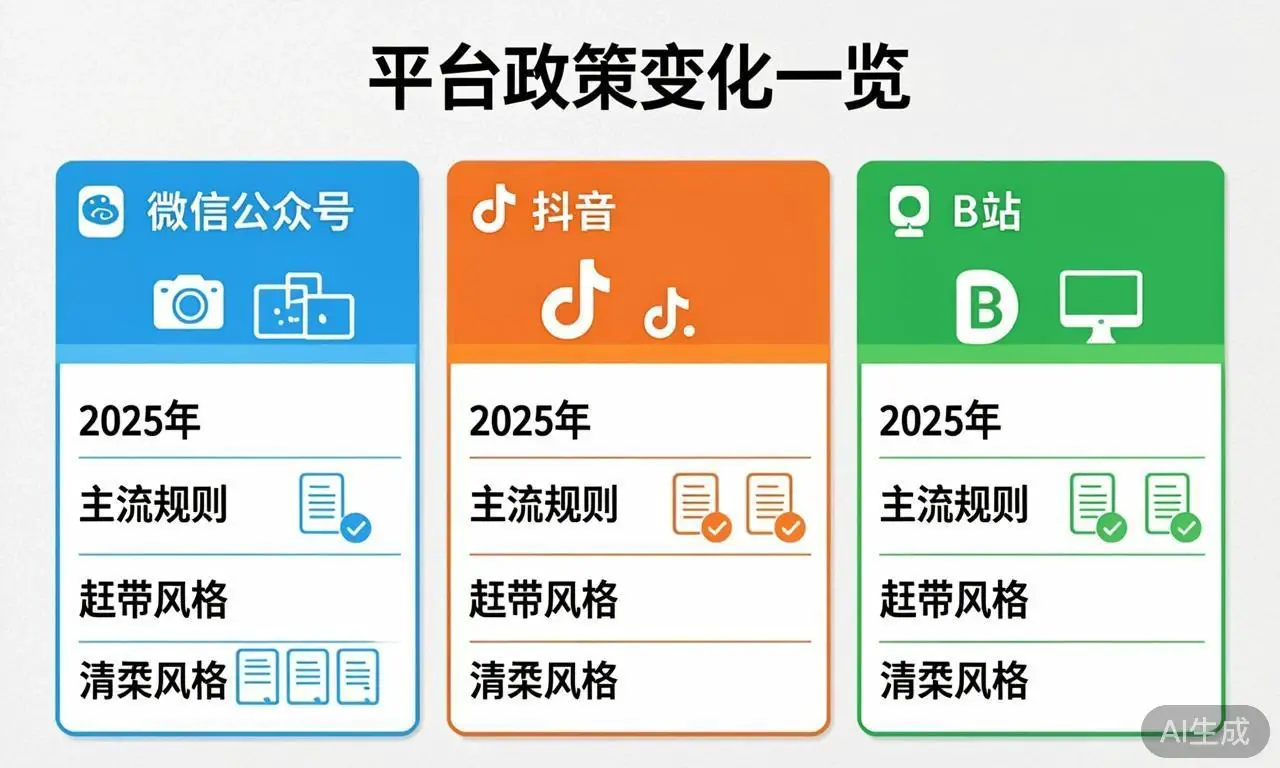 2025年主流内容平台规则调整对比信息图