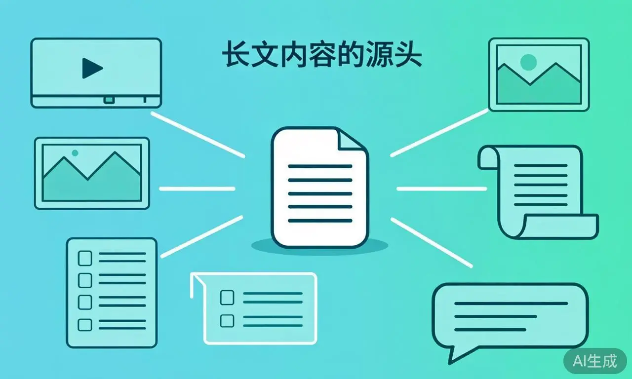 一份核心内容拆解改编为多个平台形式的流程示意